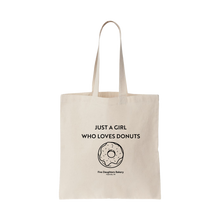 Load image into Gallery viewer, Tote, "Just a Girl Who Loves Donuts"